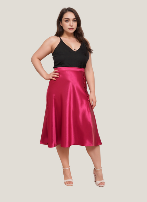 Burgundy Glam Satin Skirt