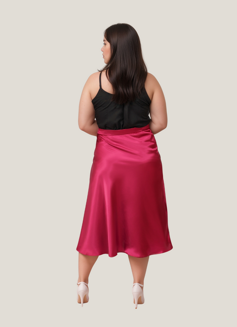 Burgundy Glam Satin Skirt