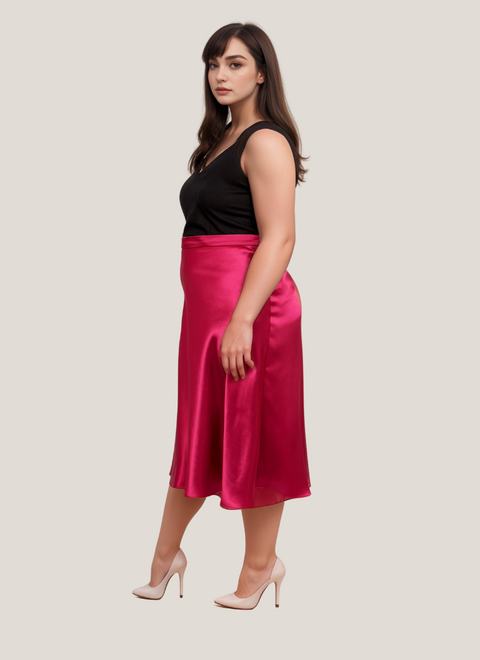 Burgundy Glam Satin Skirt