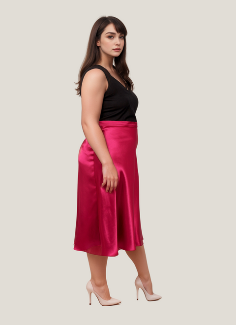 Burgundy Glam Satin Skirt