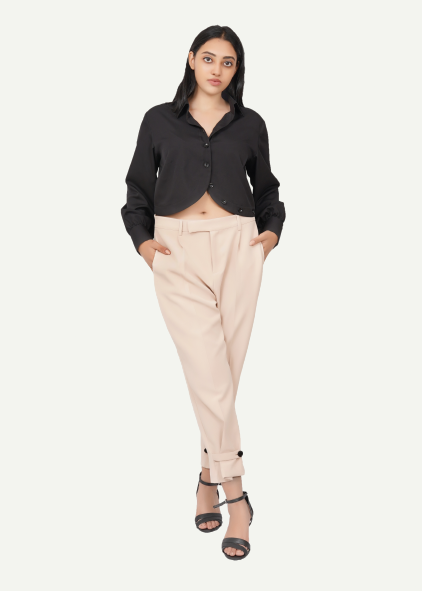 Trendy Beige Flap Pants