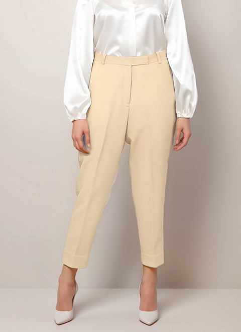 Classic Tapered Beige Trousers