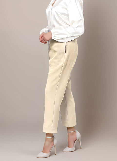 Classic Tapered Beige Trousers