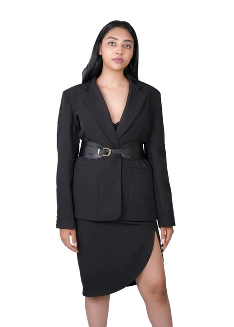 Black Jacket and Skirt Set