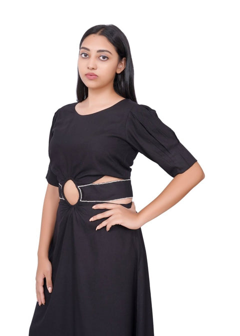 Black Dress with Rhinestone Belt